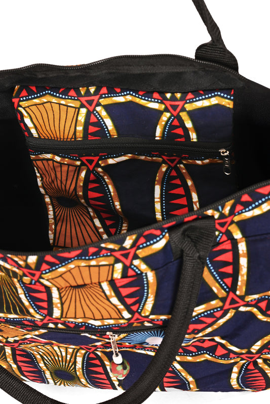 African Wax Cloth Overnighter Duffle Bag - One of a Kind