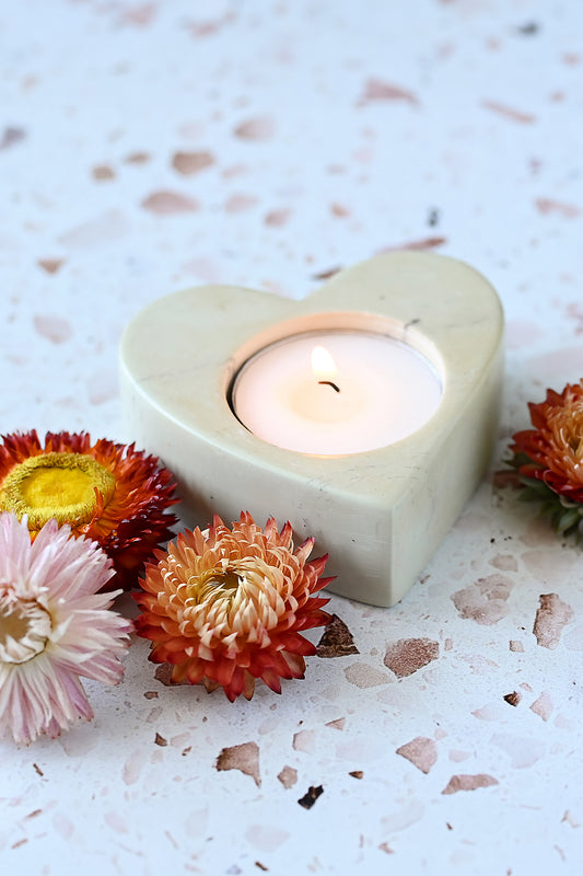Soapstone Heart Tealight Candle Holder