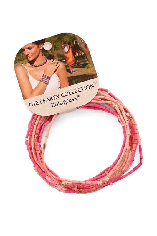The Leakey Collection Set of 3 Zulugrass Single Strands - Pink Flamingo