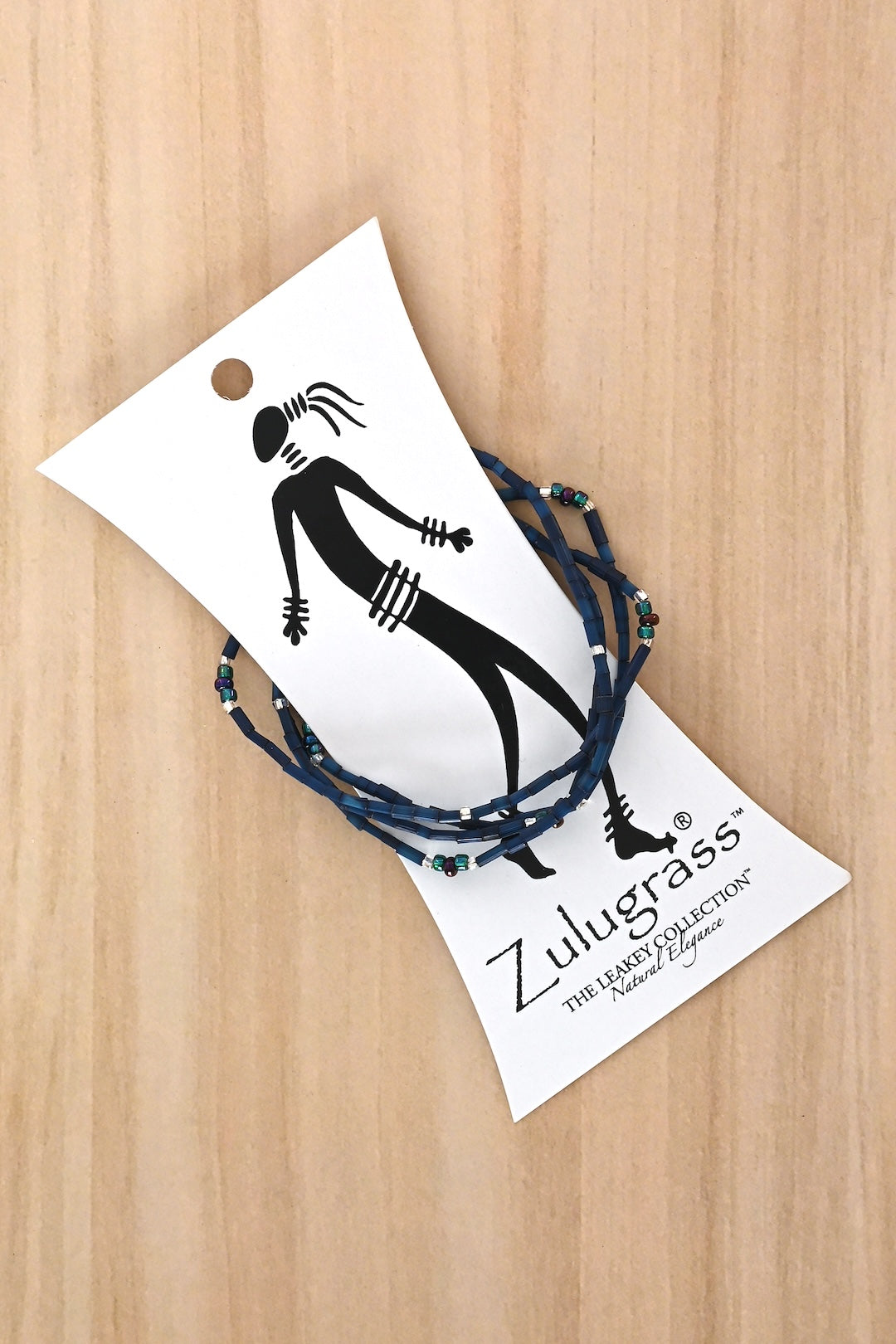 The Leakey Collection Zulugrass Single Strand - Navy Blue