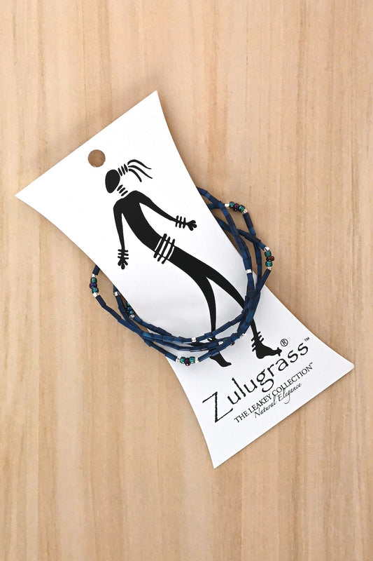 The Leakey Collection Zulugrass Single Strand - Navy Blue