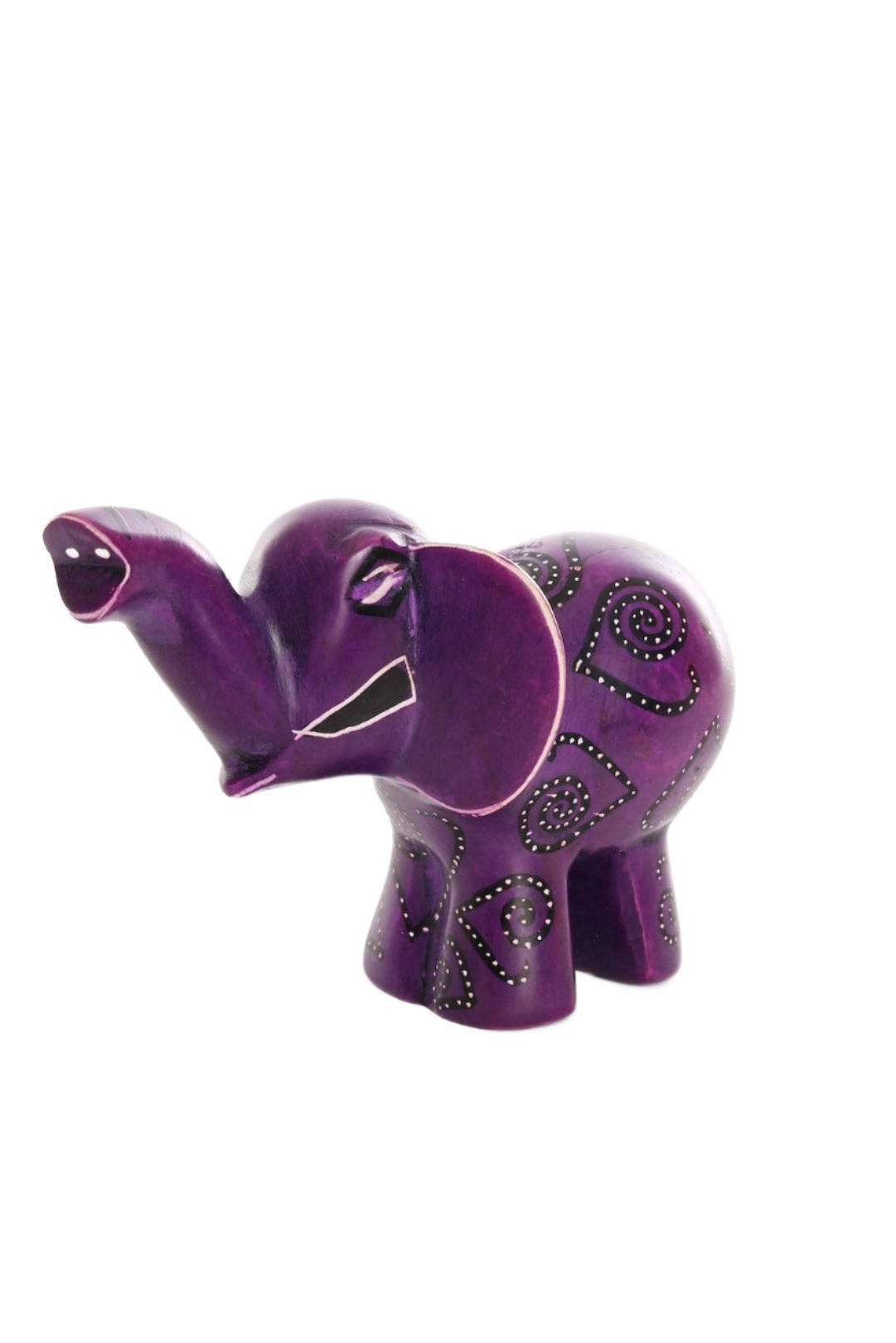 Swirled Heart Soapstone Elephant - Purple