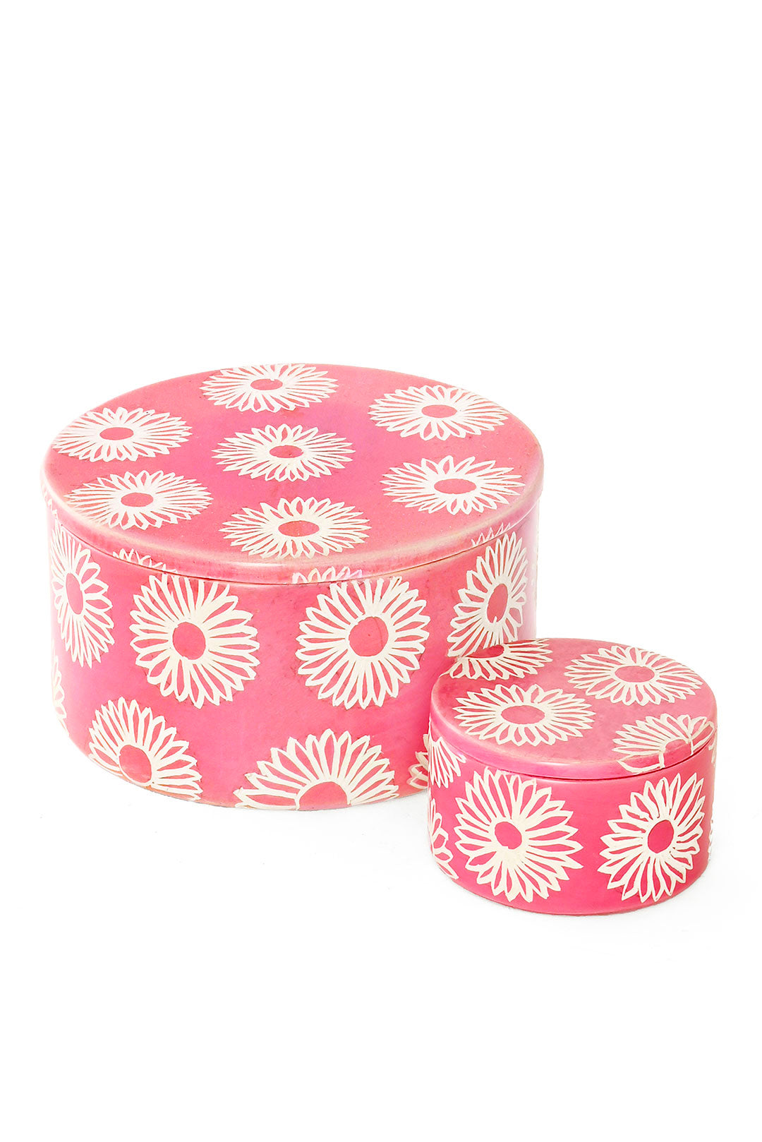 Large Pink Blossom Soapstone Storage Box
