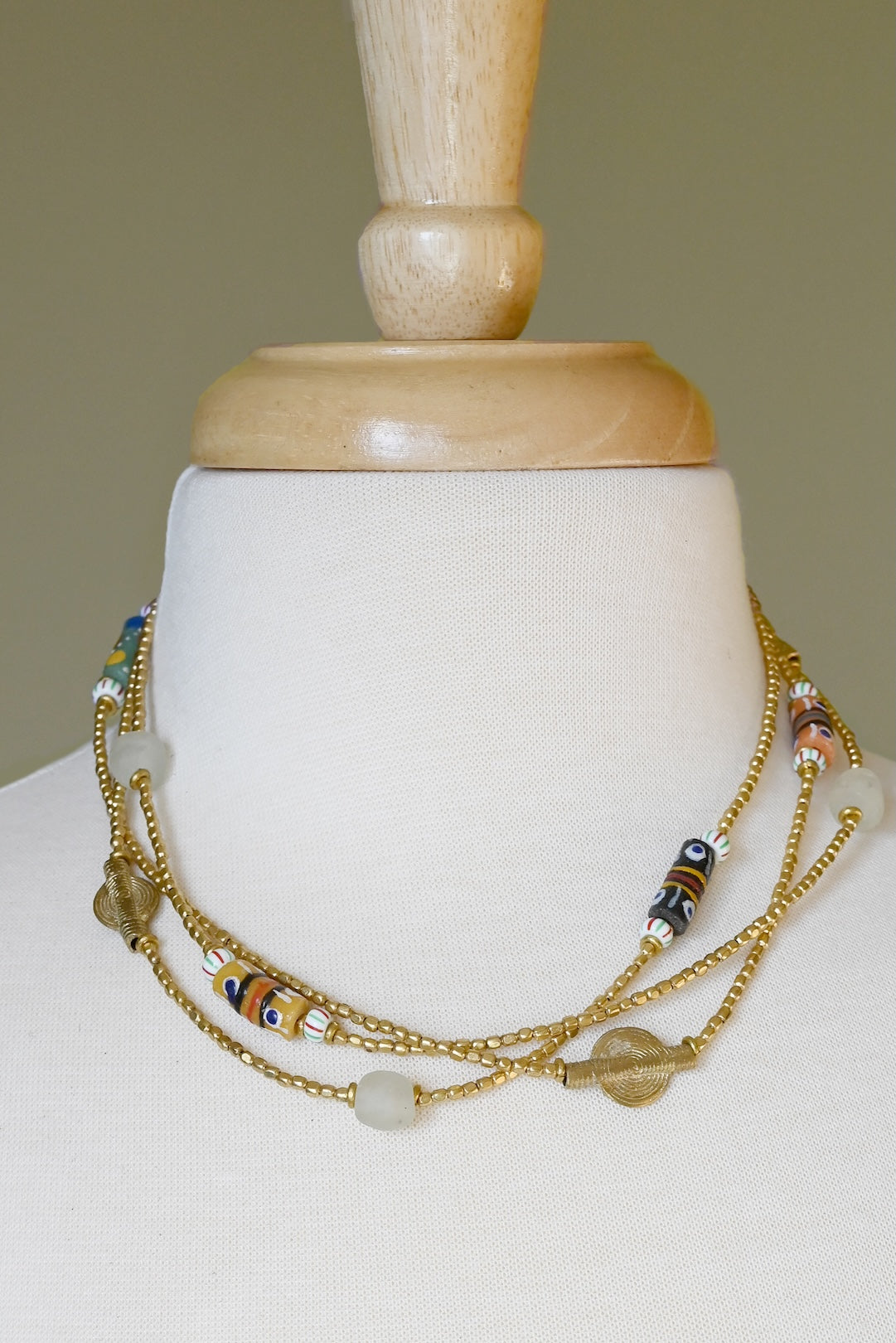 Sanaa Brass and Recycled Glass Necklace – One of a Kind