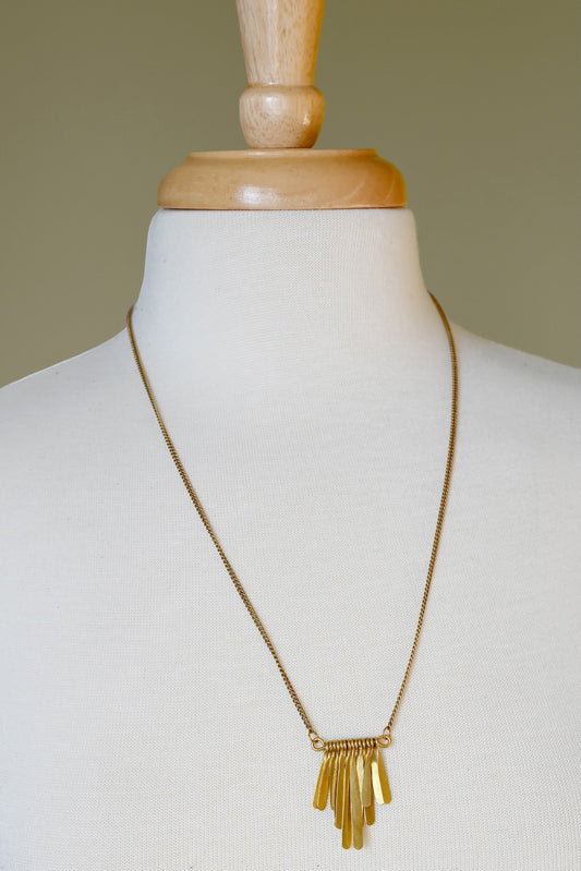 Onyesha Brass Fringe Necklace – One of a Kind