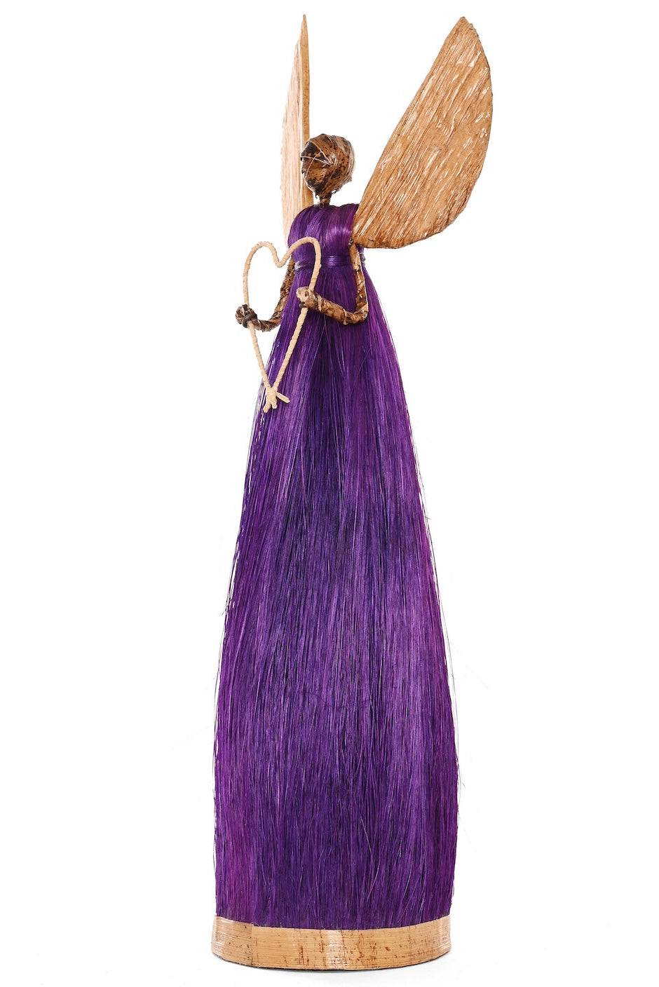 13" Purple Sisal Angel of Love Holiday Sculpture