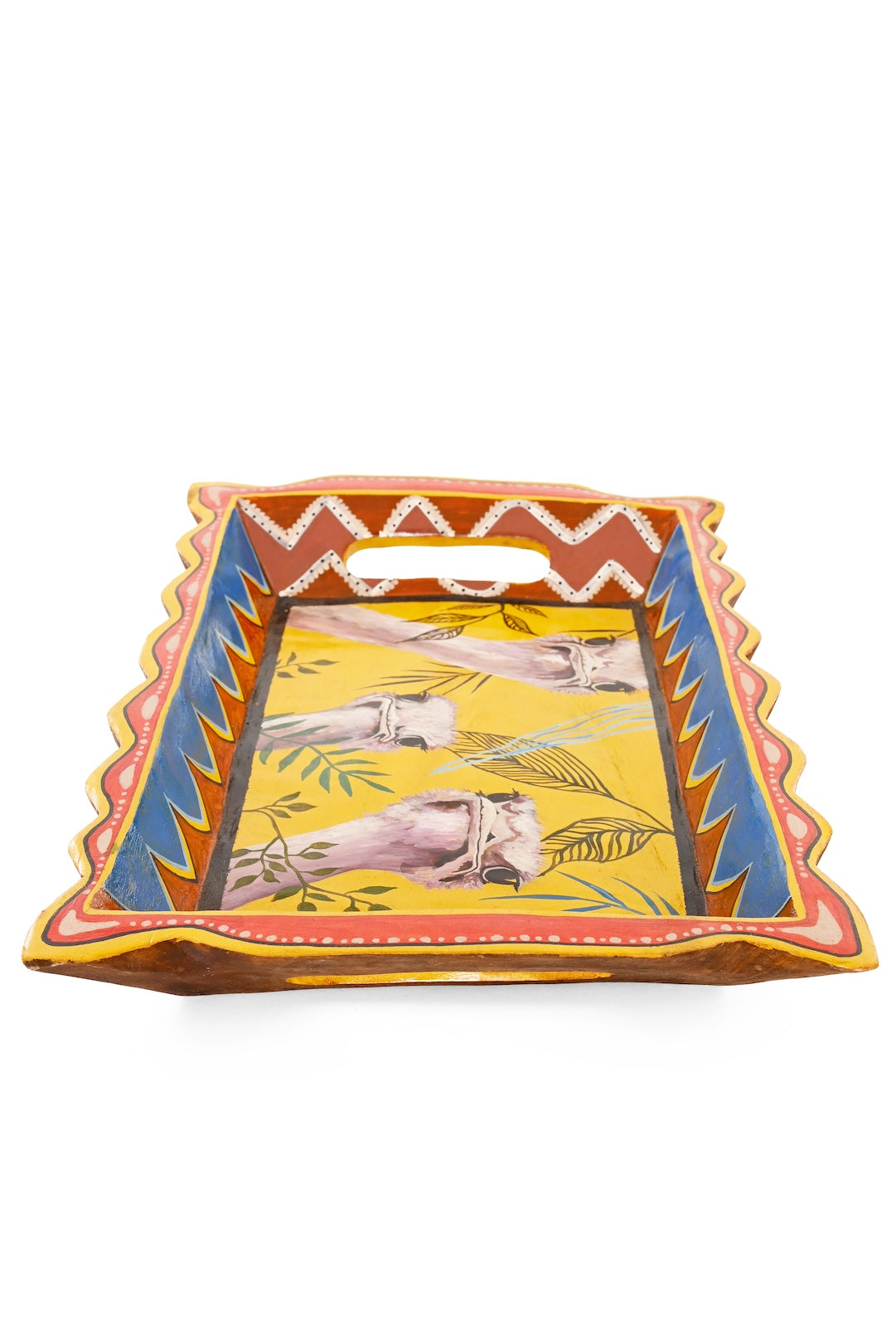 Hand-Painted Decorative Wooden Ostrich Tray - One of a Kind
