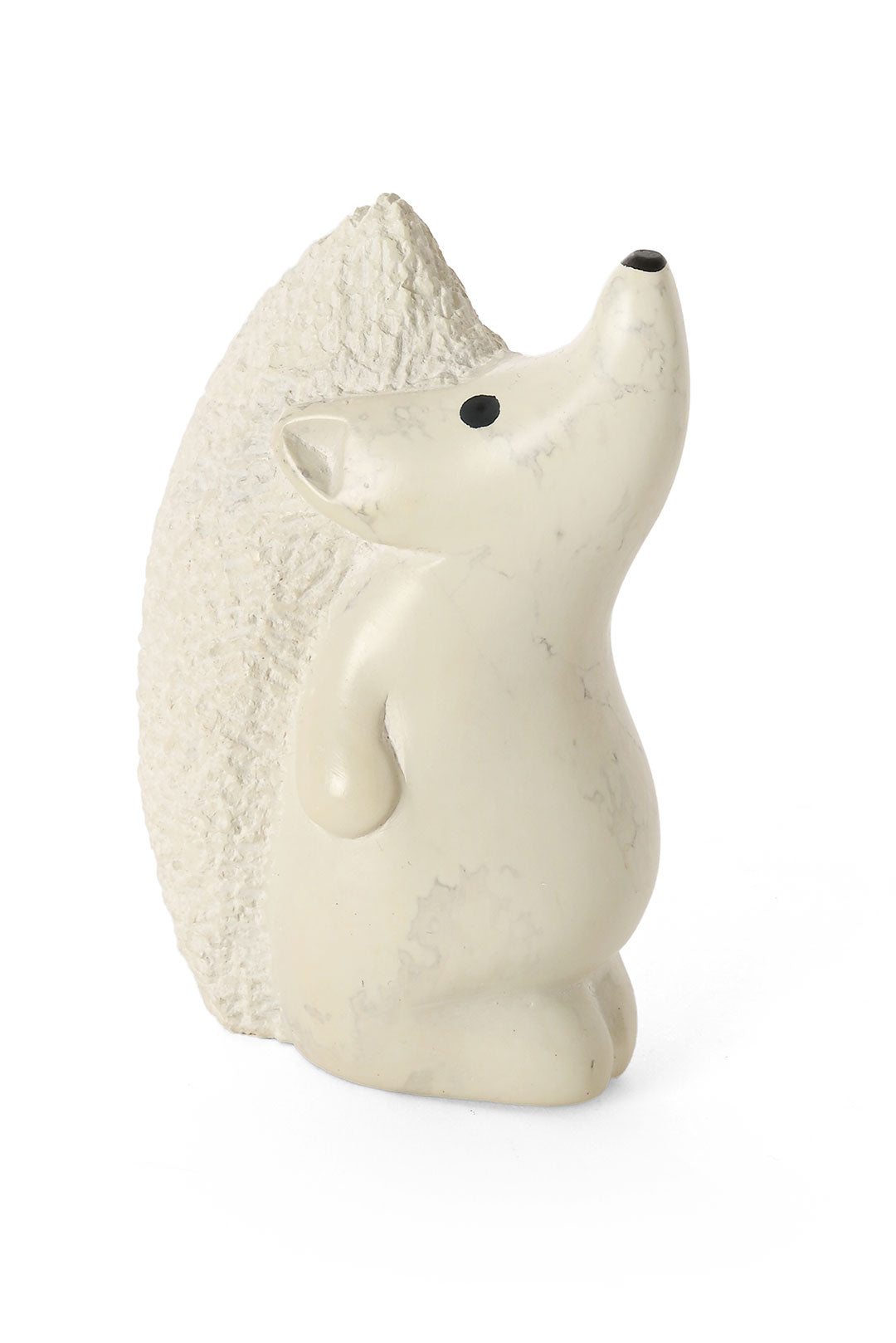 All Natural Textured Soapstone Standing Hedgehog Sculpture