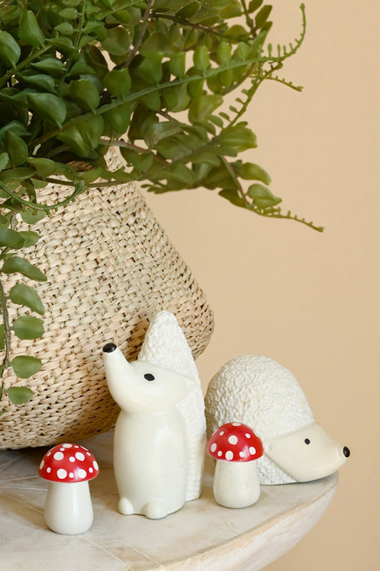 All Natural Textured Soapstone Standing Hedgehog Sculpture