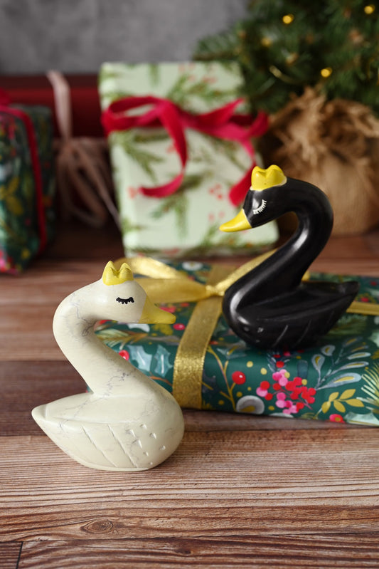 Regal White Kenyan Soapstone Swan Sculpture
