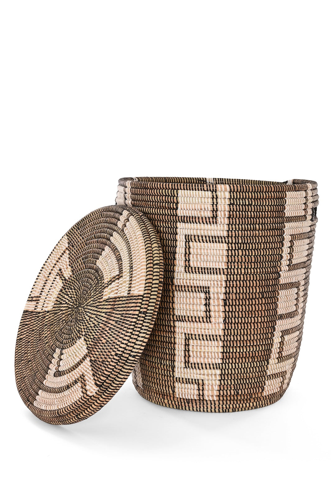 Flat Lid Hamper with ZigZag Block Design - One of a Kind