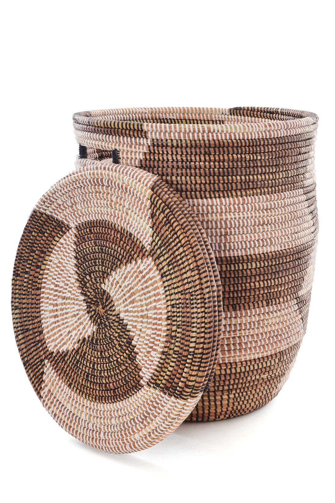 Black & White Herringbone Flat Lid Hamper Basket