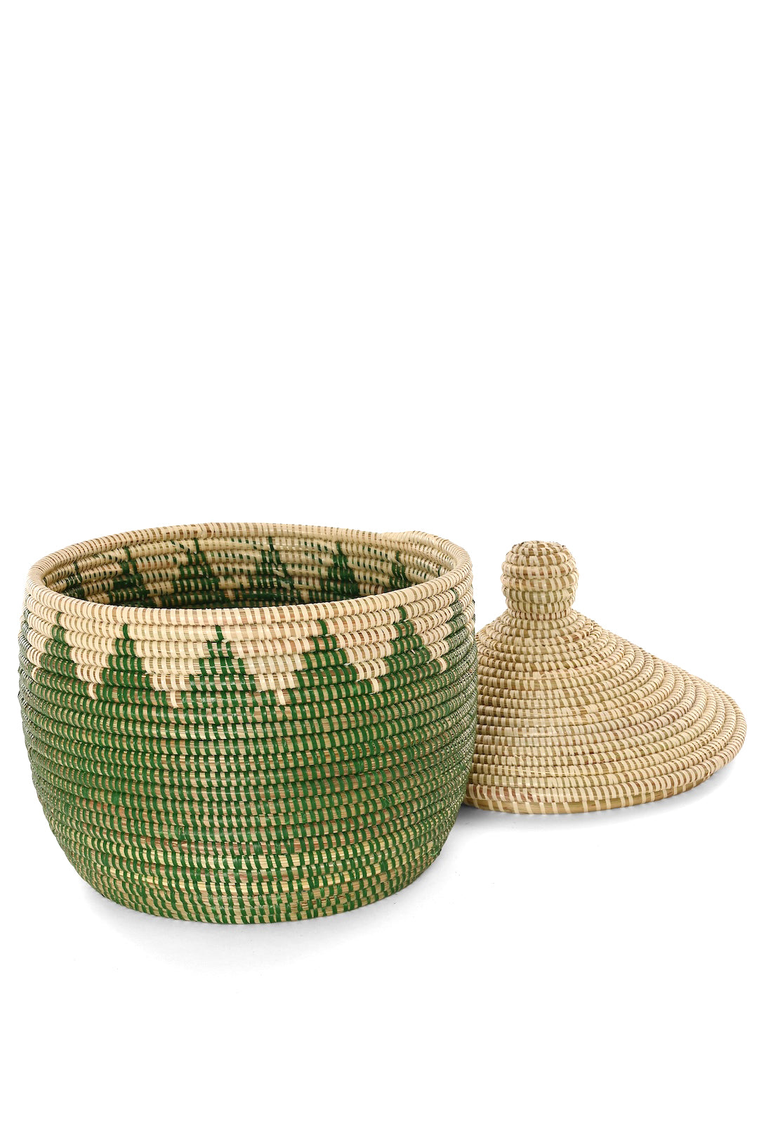 Peaks & Valleys Warming Basket in Green & Cream
