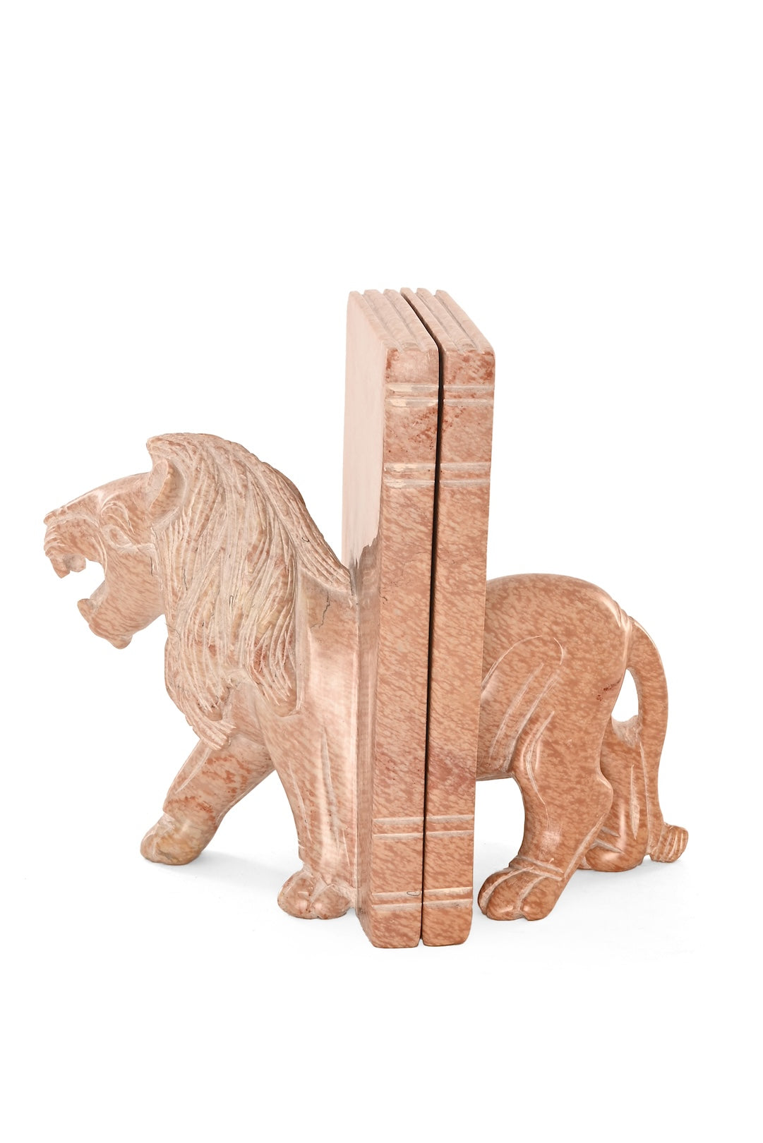 One of a Kind Natural Soapstone Lion Bookends