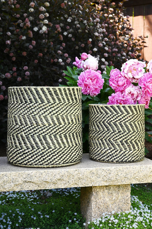 Black & Natural Maila Milulu Reed Basket