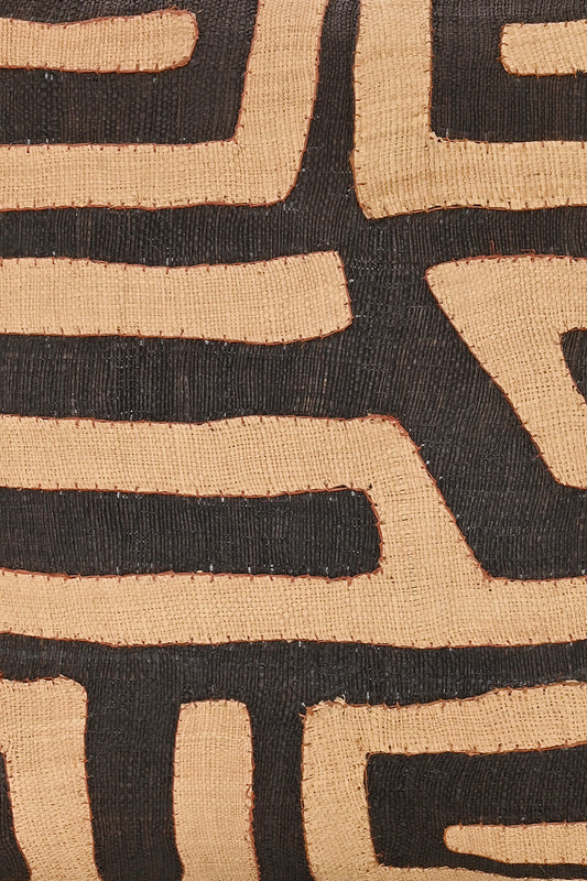 16" One of a Kind Brown & Cream Maze Raffia Pillow