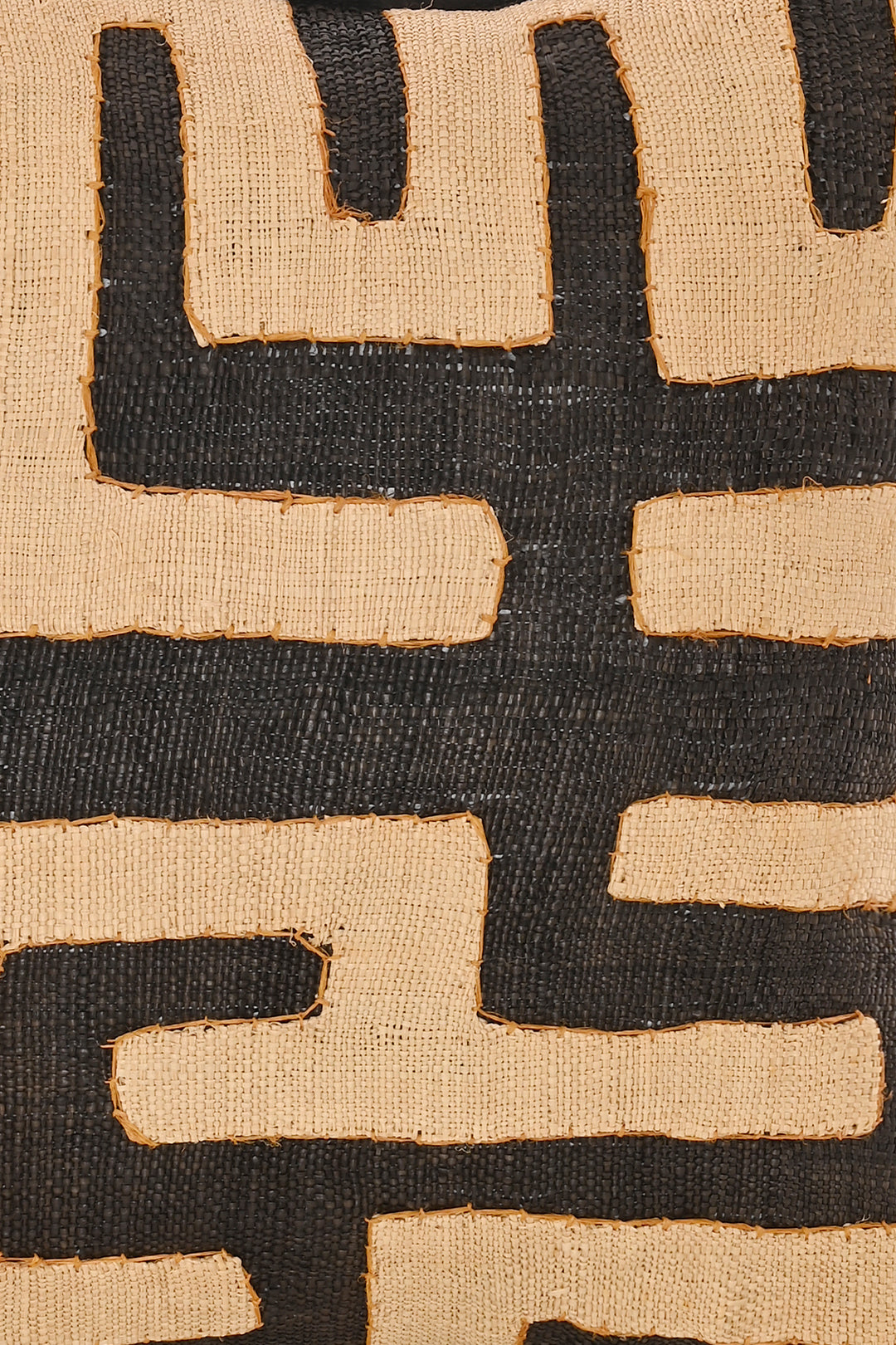 16" One of a Kind Brown & Cream Maze Raffia Pillow