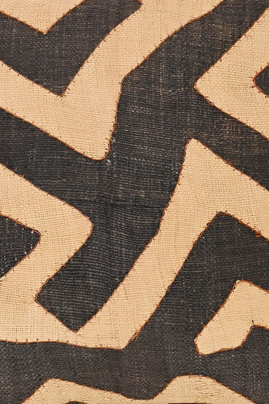 16" One of a Kind Brown & Cream Maze Raffia Pillow