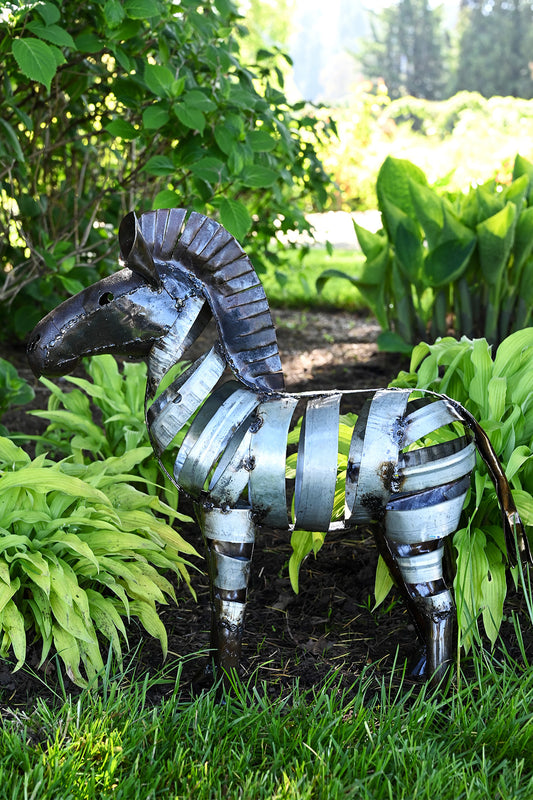 Recycled Metal Ribbon Zebra Sculpture