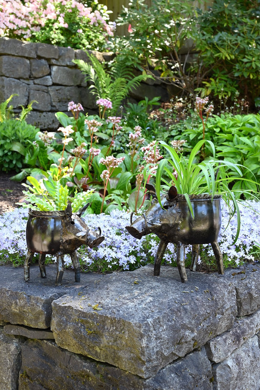 Recycled Cooking Pot Warthog Planters