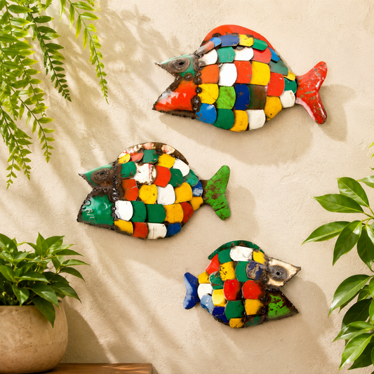 Colorful Recycled Metal Fish Wall Art