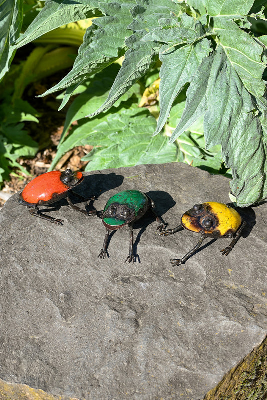 Recycled Oil Drum Frog - Green