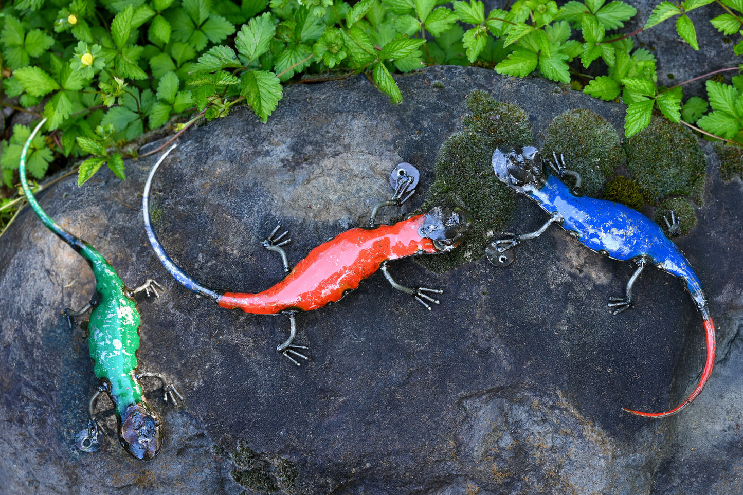 Recycled Oil Drum Salamander Sculpture - Blue