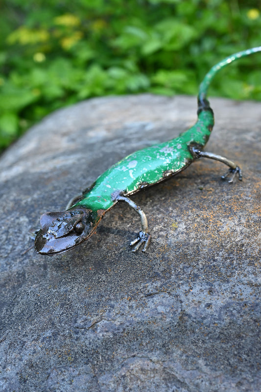 Recycled Oil Drum Salamander Sculpture - Green