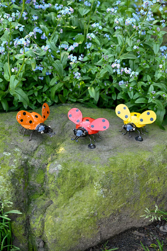 Recycled Metal Ladybug Sculptures