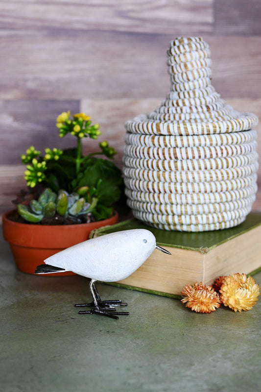Colorful Painted Stone & Metal Bird (Choose Your Color)