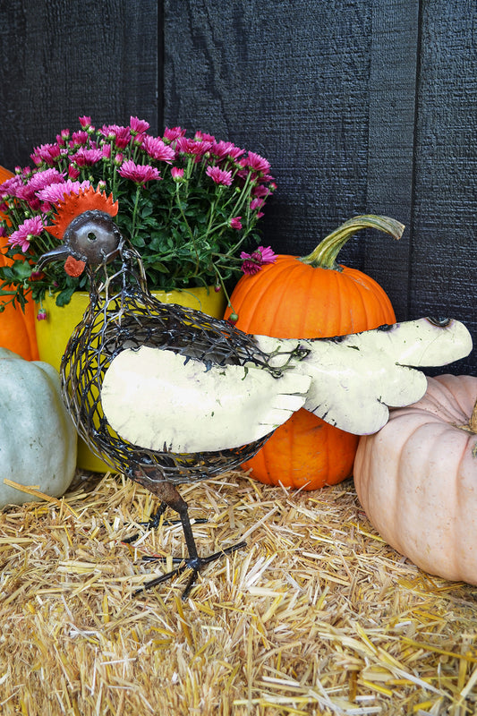 Mother Hen Recycled Metal & Mesh Sculpture