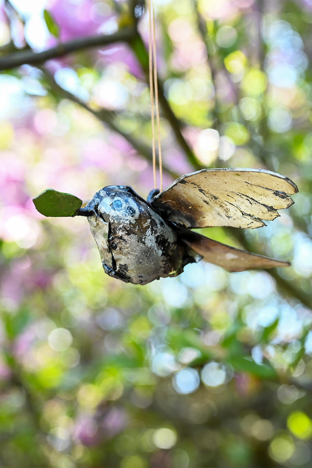 Recycled Metal Dove of Peace Hanging Sculpture Ornament