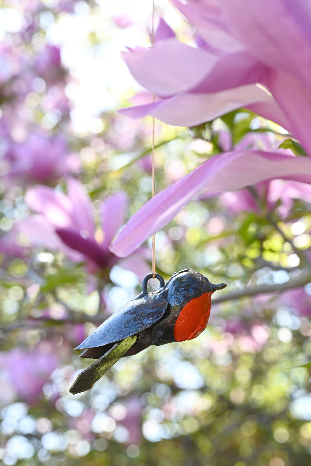 Recycled Metal Robin Hanging Sculpture Ornament