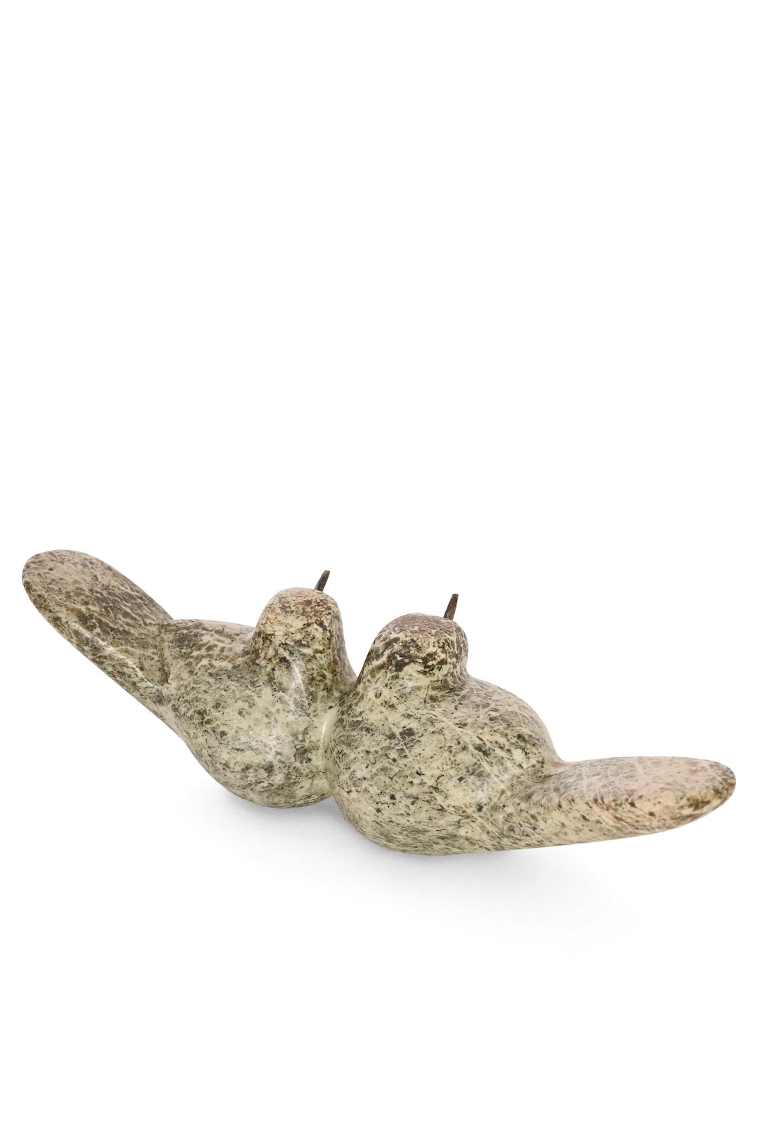 Serpentine Stone Lovebirds Sculpture - One of a Kind