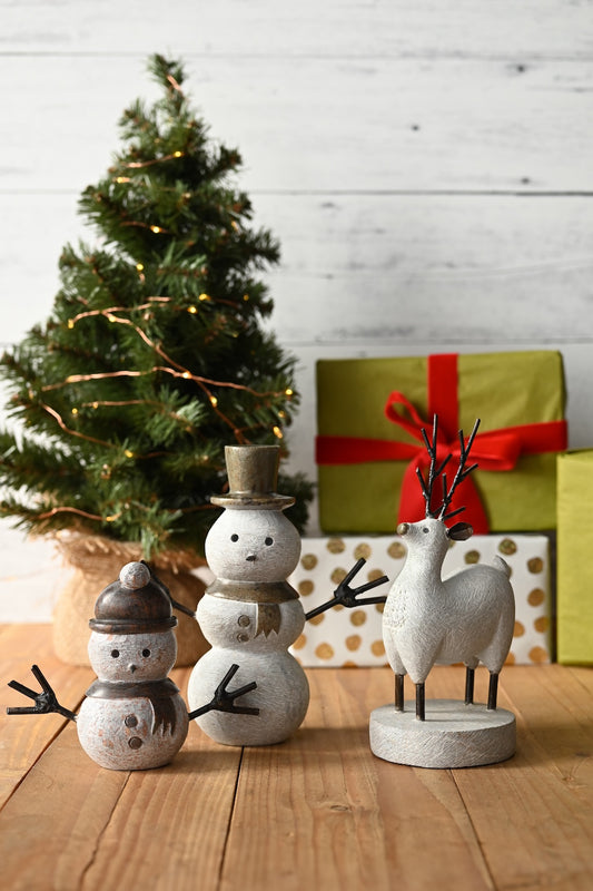 Large Stone and Metal Snowman Sculpture