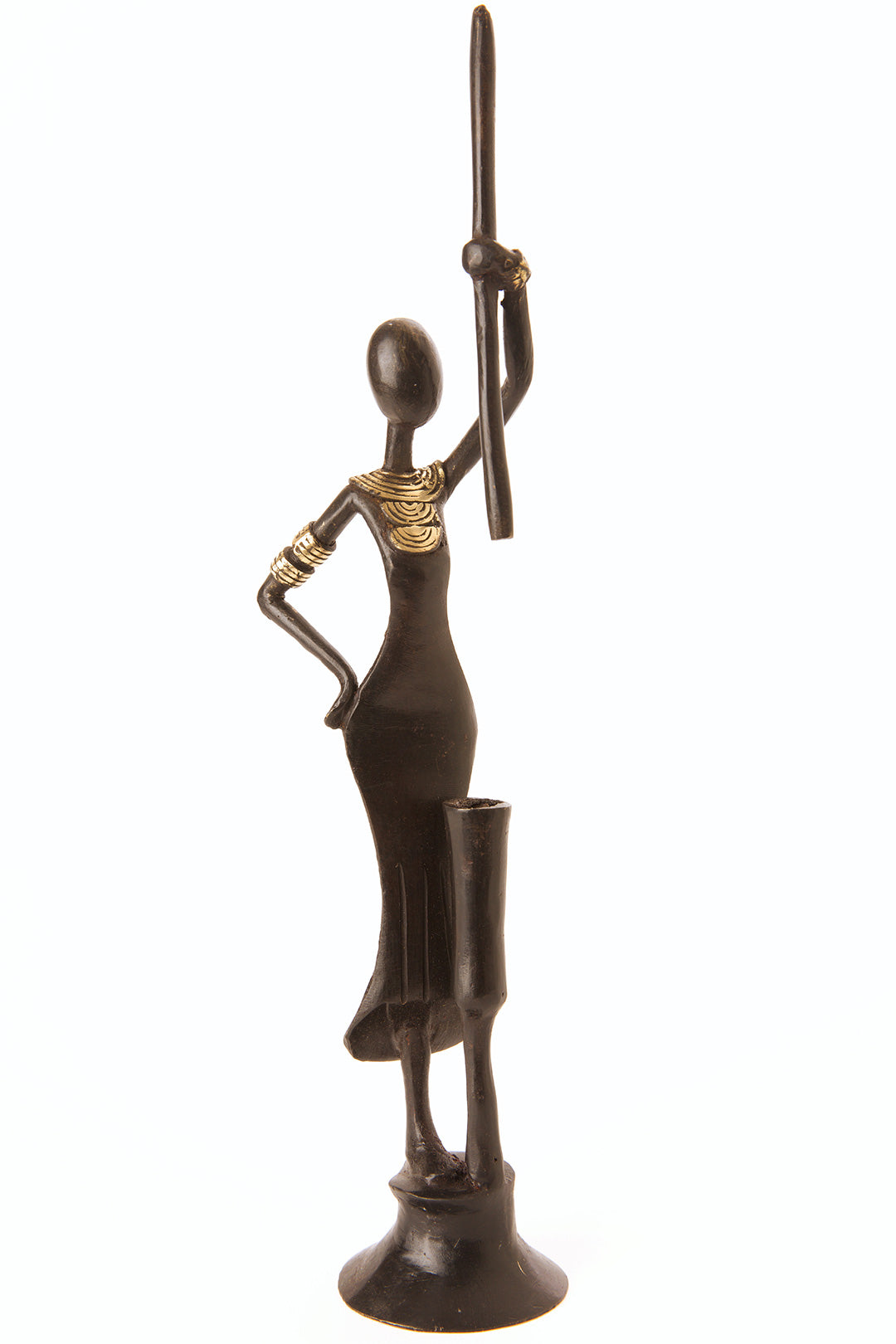 Woman with Mortar & Pestle Bronze Sculpture