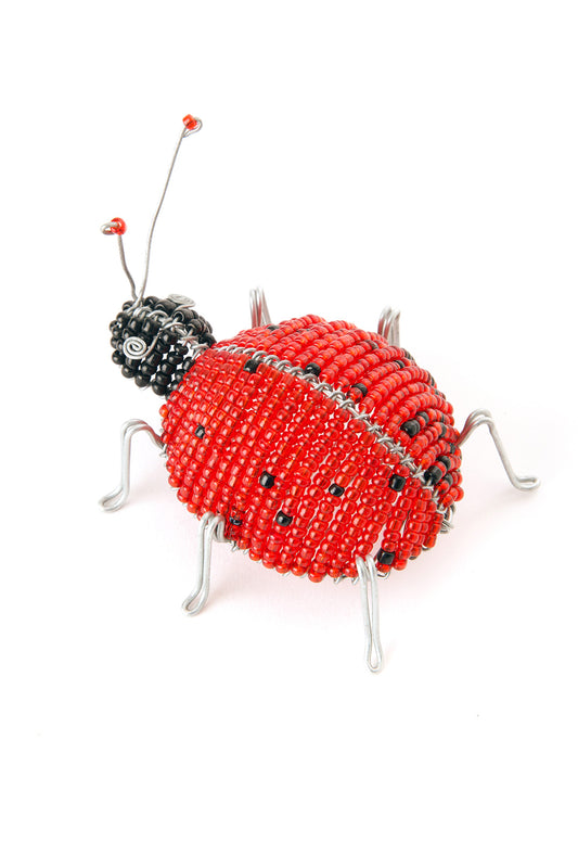 Beaded Ladybug Recycled Wire Sculpture