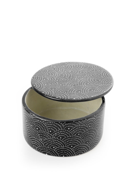 Black Deco Dot Soapstone Desktop Box