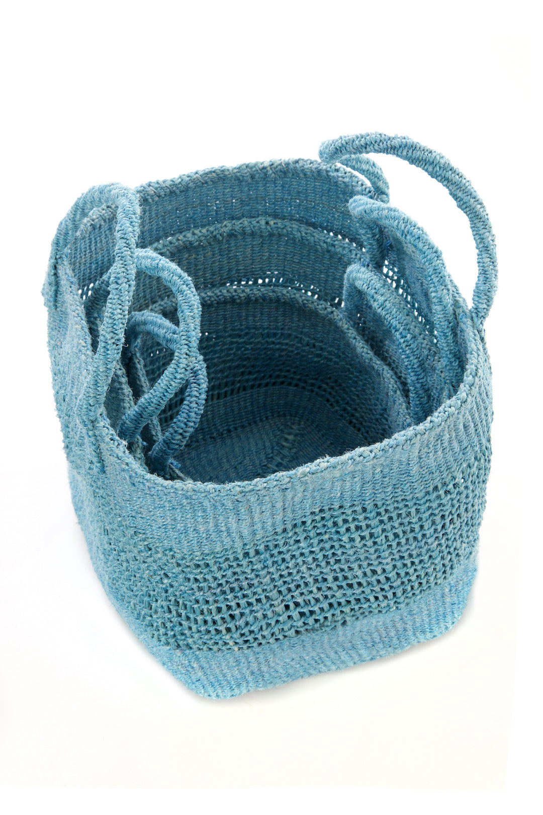Blue Lace Weave Square Sisal Baskets