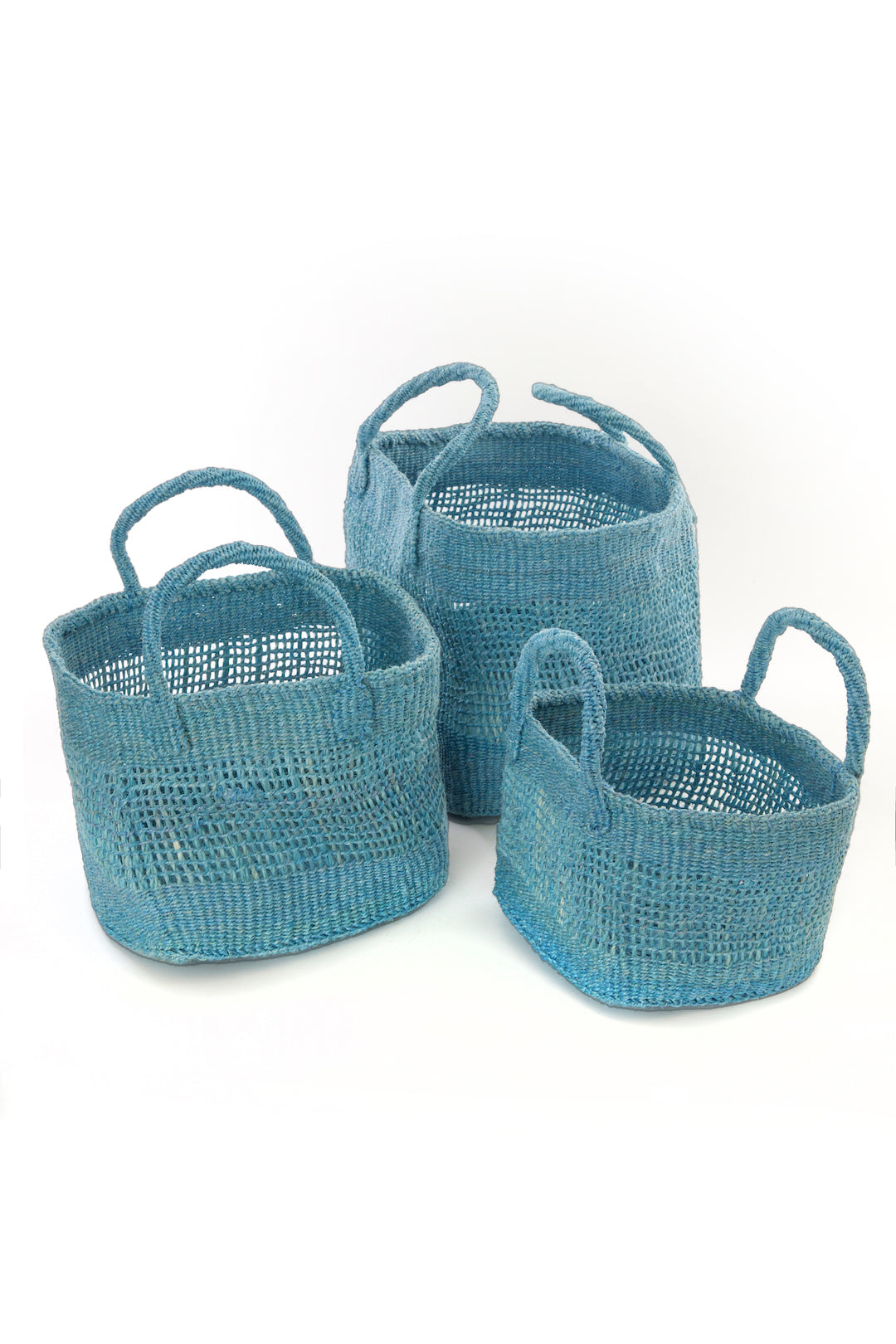Blue Lace Weave Square Sisal Baskets