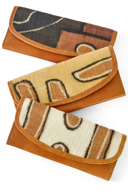 Brown Mudcloth & Leather Women's Wallet