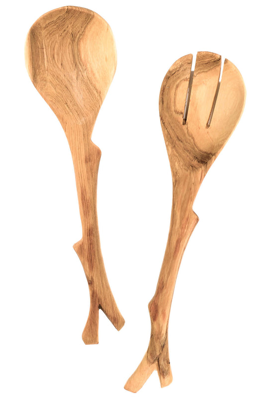 Wild Olive Wood Rustic Branch Salad Servers
