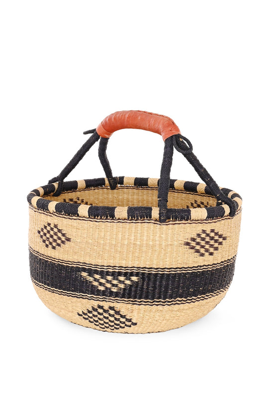 Midnight Handwoven Bolga Basket - One of a Kind