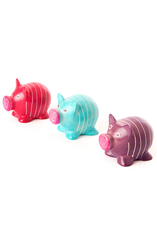 Set of 3 Colorful Soapstone Pigs