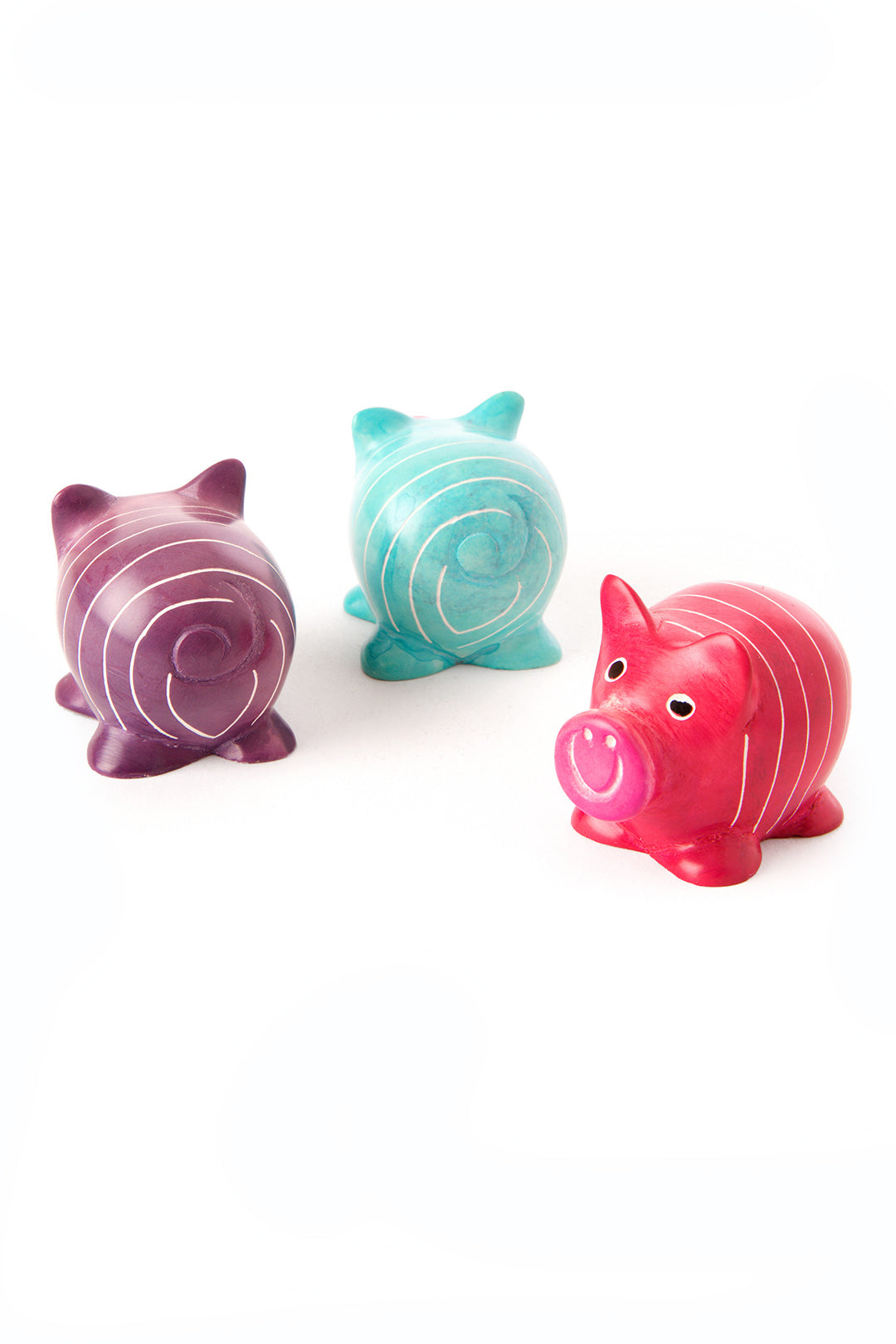 Set of 3 Colorful Soapstone Pigs