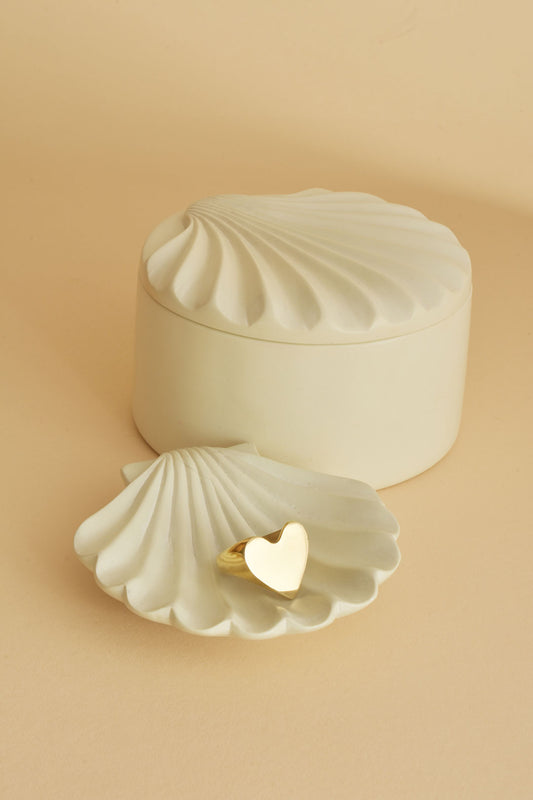 All Natural Soapstone Scallop Shell Storage Box
