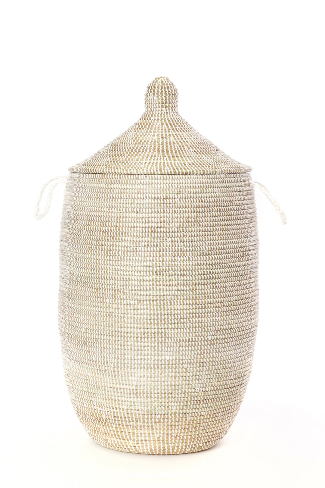 Laurel White Hamper Basket with Lid