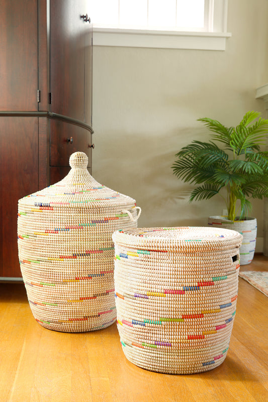 Vanilla Sugar Swirl Flat Lid Hamper