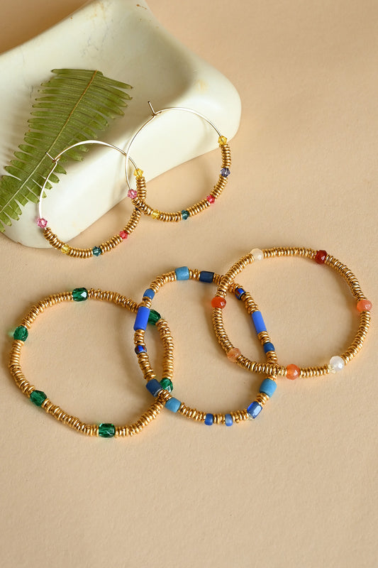 Gold Jewelry Heishi Beads, Swarovski Crystals, Vintage Glass beads