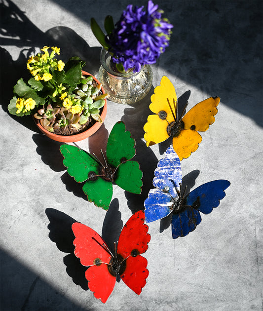 Set of 4 Recycled Metal Wall Art Butterflies